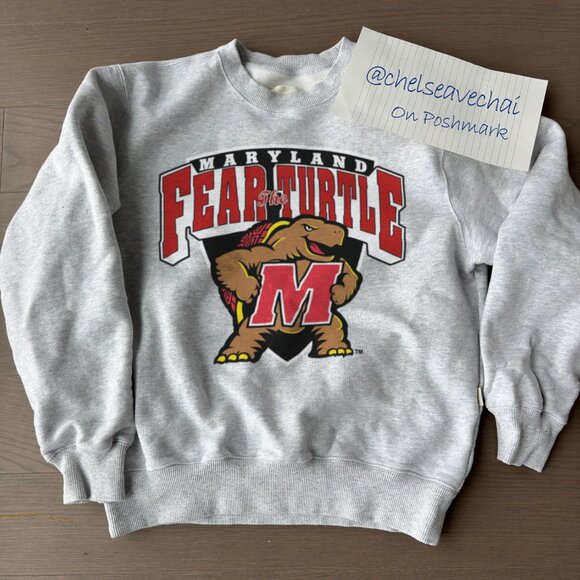 Maryland Terrapins Sweatshirt University Of Maryland Fear The Turtle Shirt Tee - Picture 1 of 2
